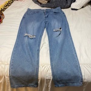 miss look wide leg ripped jeans